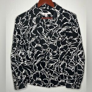 JM Collection Black and White Floral‎ Women's Jacket size 10